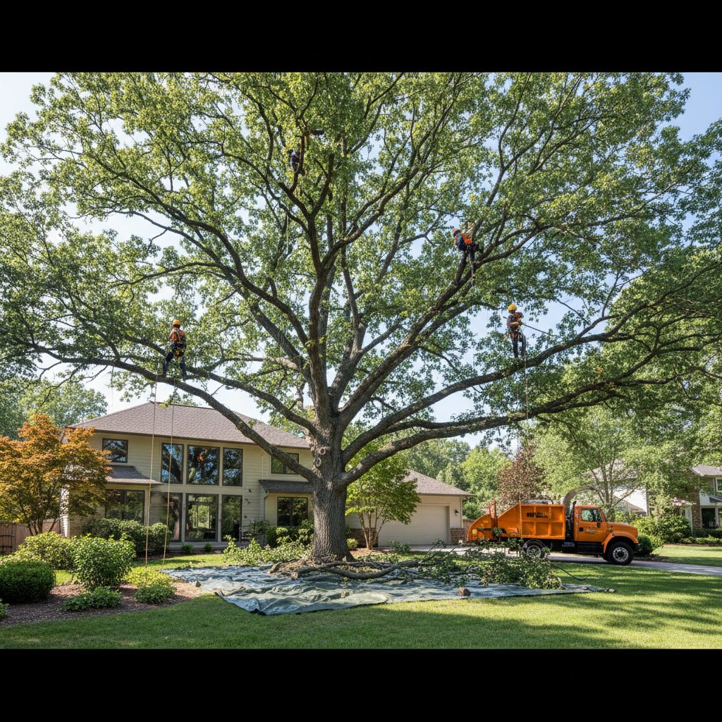 Crown raising method creating clearance under tree canopy