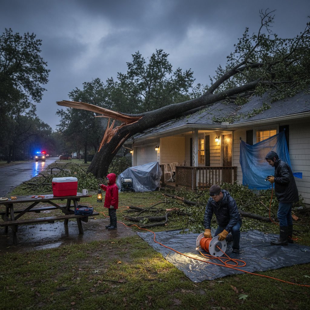 Storm damaged tree requiring emergency removal services in Carroll County