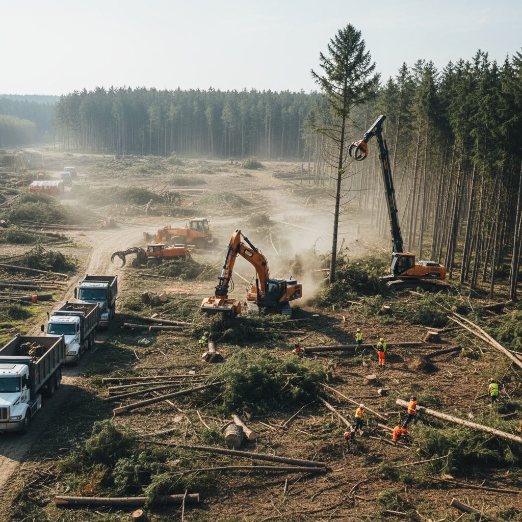 Professional land clearing service working on overgrown property in Westminster Maryland