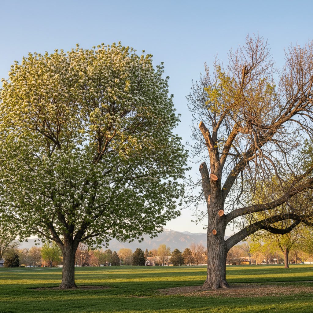 Tree showing healthy wound closure after professional pruning