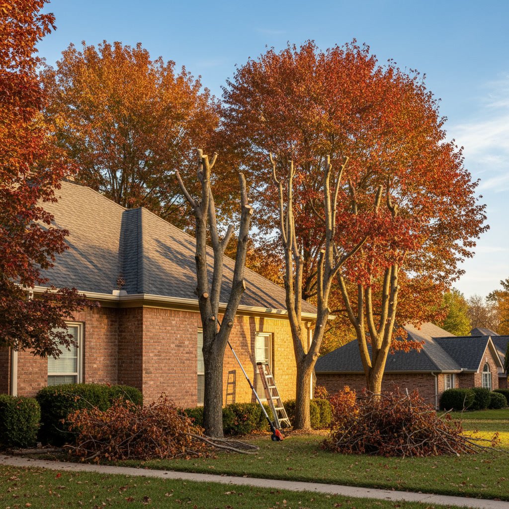 Clean roof and gutters after professional tree trimming service