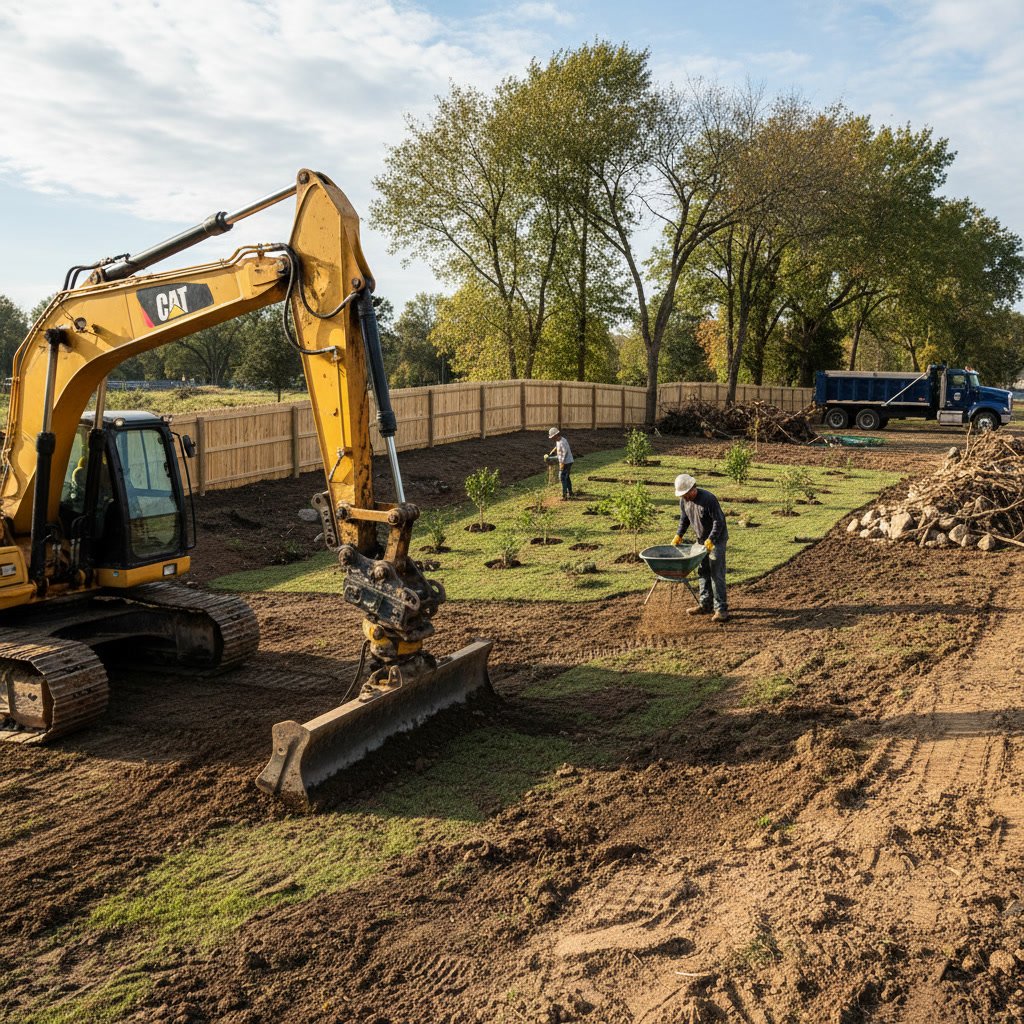 Restored residential yard after professional storm damage cleanup and debris removal