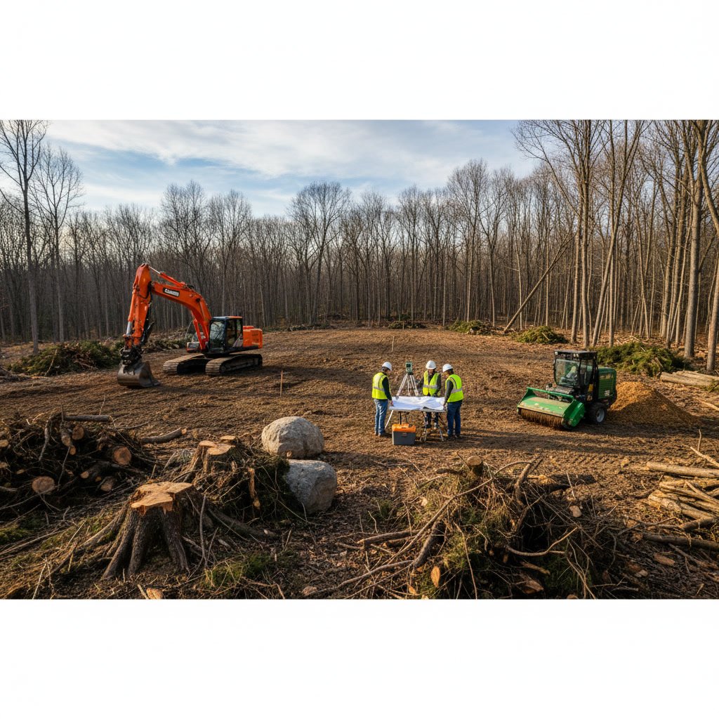 Professional land clearing service preparing property site to meet building code requirements in Westminster M